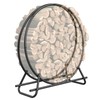 VAMFUTRE Metal Pipe Firewood Rack Circle - Black Steel Log