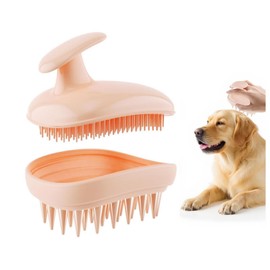 2-in-1 Bath Brush for Pet Grooming & Massage - Pet Silicone Brush for Long & Short Haired Dogs and Cats, Dog Scrubber for Bath, Dog Brush for shedding, Use Wet as Bath Brush or Dry for Grooming