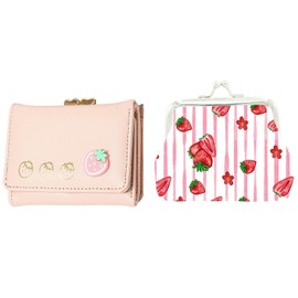 Strawberry Element Wallet, Cute and Cute Wallet, Girl Coin Wallet, Folding Card Bag, Pack of 2