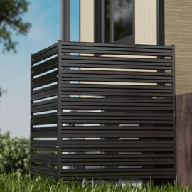 Metal Privacy Fence Panels for Outside, 42" H x 38" W (2 Panels) Air Conditioner Fences, Pool Equipment Enclosure Trash Can Fence, No Dig Privacy Screen Fencing for Outdoor, Black