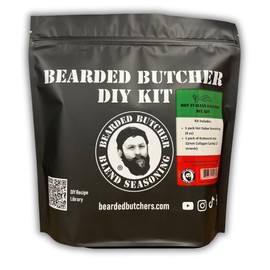 Bearded Butchers Hot Italian Sausage DIY Kit – Spicy Italian Sausage Making Kit with Fennel, Garlic & Red Pepper Flakes – Includes 8oz Hot Italian Seasoning & 32mm Collagen Casings – For Up to 25 lbs of Meat