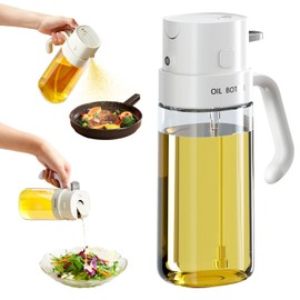 Besosay Oil Dispenser Sprayer for Kitchen Cooking, 2 in 1 Olive Oil Dispenser Bottle for Kitchen, 19oz/550ml Glass Oil Bottle, Food-grade Oil Mister for Air Fryer, Salad, Frying, BBQ