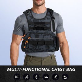 QulayQualy Lightweight Fly Fishing Chest Pack, Multi-Compartment Small Fishing Backpack, Holds 4 Tackle/Fly Boxes, Durable & Compact Design for Anglers (Black Camo)