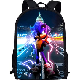 LGQHCE Soniic Children's Backpack, Hedgehog School Bag Backpack for Kids Toddler Preschool Travel Backpack 3D School Backpack for Kids Printed Rucksacks Travel Luggage Backpack Bookbag for Kids