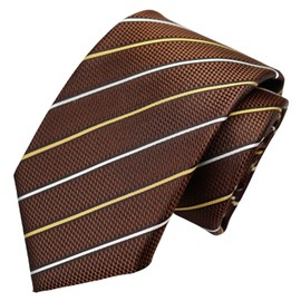 Michi Kolondon MKJ-037 Wrinkle-Resistant Bonding Processing Fabric Lined Volume, Made in Japan Necktie Brand KOSHINO Striped Pattern, 100% Silk, Unisex, Braun