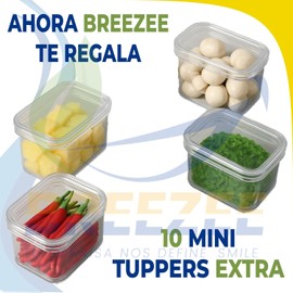 BREEZEE Set de 14 Organizadores Drenables para Refrigerador + 8 Mini Tuppers, Tamaños Diferentes, Plástico Rígido Diseño Apilable con Tapa, Contenedores Multifuncionales de Cocina para Organización