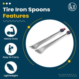 KT Deals Tire Iron Spoons Changing Tire Lever Bar Set Tire Repair Tool Kit Rim Lifter Tire Changer Remove Tyre Heavy Duty Metal Steel for Motorcycle Bike Scooter Bicycle Mower (2PC - 14.5 INCH)