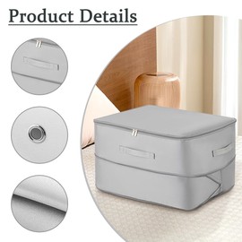 KyeeaDIY Storage Bags, Large Underbed Storage, Foldable Clothes Storage with Vent, Blanket, Clothing Organisation, Blanket, Comforter, Bedding, Pillows and Toys (Grey, 52 x 42 x 30 cm)