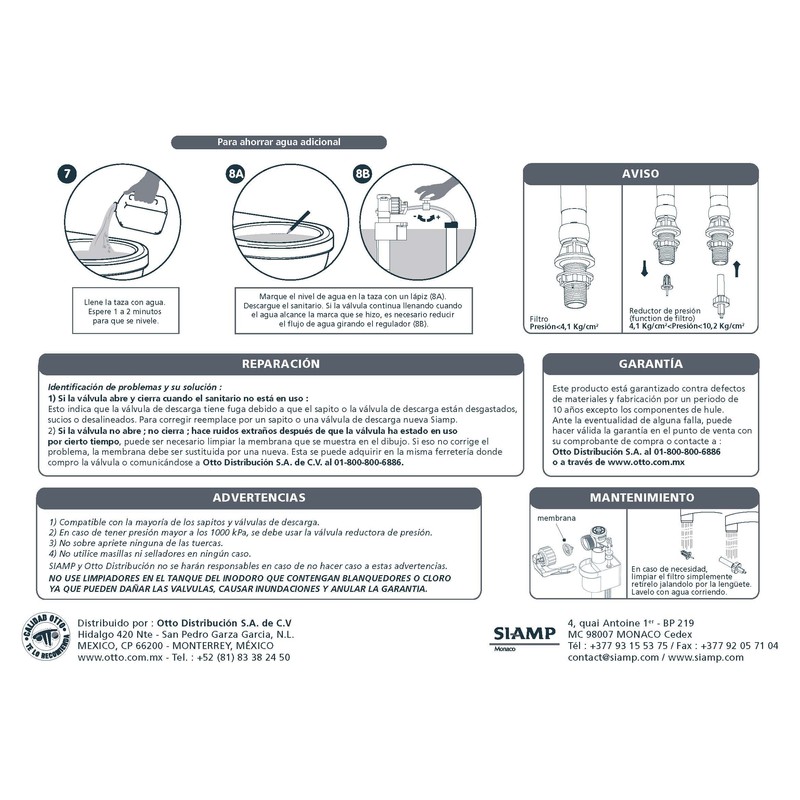 SIAMP Válvula de llenado para Tanque de Inodoro/Sanitario 99T