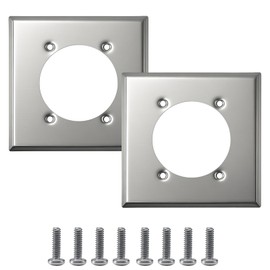 RUHUALIFE 2 PCS Outlet Cover Wall Plates 2 Gang Single Hole Receptacle Wall Plates 2.48" Hole Diameter with 8 Screws Compatible with Hubbell HBL9450A 14-50R Replace#: SS701