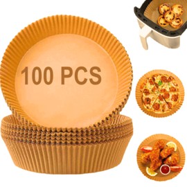 Anti9 Baking Paper for Hot Air Fryer, Square, Pack of 100 16 cm Baking Paper Airfryer Air Fryer Parchment Paper, Non-Stick Disposable Parchment Paper for Hot Air Fryer, Oven