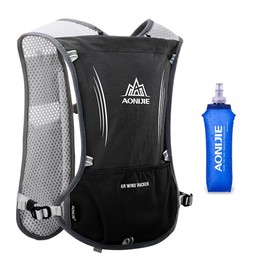 AONIJIE 5L Running Hydration Vest Pack with 500ml Soft Flask Adjustable & Lightweight Hydration Backpack for Marathon Race Hiking Cycling (Black with 500ml Flask)
