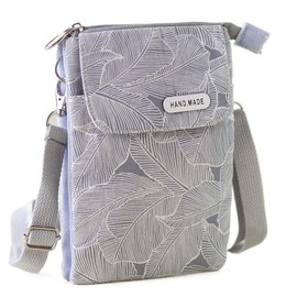 Canvas Mini Crossbody Handbags Leaves Pattern Cell Phone Purse With Adjustable Straps Small Change Pouch for Women