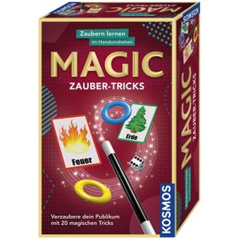Kosmos 657413 Magic Zauber-Tricks, Zaubern Lernen im Handumdrehen, Mit Zauberstab und Utensilien für 20 magische Tricks, Kompaktes Format, Mitbringspiel, Experimentierset