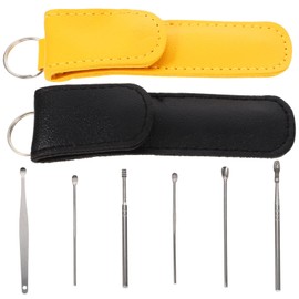 NOLITOY 12sets Metal Ear Wax Picker Set of Ear Cleaning Tools Convenient Household Wax Remover Kit for Earwax Removal Includes Yellow and Black Portable Stainless Steel Design