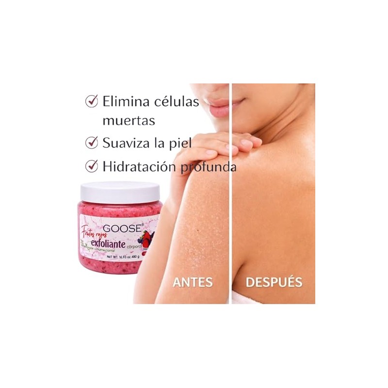GOOSE Body Scrub Exfoliante Corporal 480 g – Frutos Rojos,