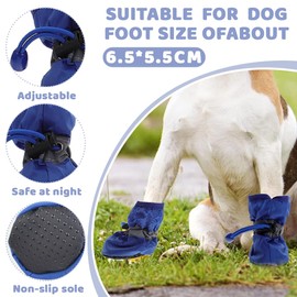 COYUN Pack of 4 Dog Shoes, Dog Boots, Paw Protection, Non-Slip Dog Boots, Dog Shoes with Reflective Straps, Dog Shoes, Paw Protection, Adjustable, Paw Protectors for Small Dogs, Blue