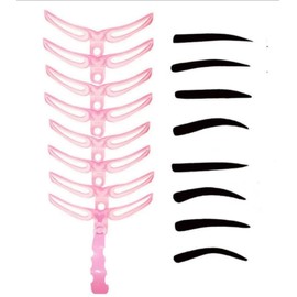Eyebrow Stencils Set 8 Pieces with Holder & Elastic Band - Reusable Stencil Stencils for Symmetrical Eyebrow Styling