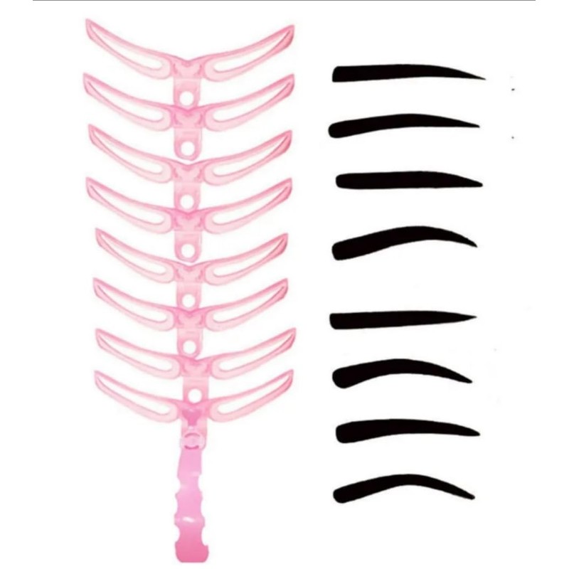 Eyebrow Stencils Set 8 Pieces with Holder & Elastic Band