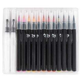 Ideen mit Herz 24 Watercolour Brush Pens & 4 Water Tank Brushes with Nylon Hair Brush Head | Brush Pen Set | Water Based | Ideal for Hand Lettering, Calligraphy, Painting, Drawing
