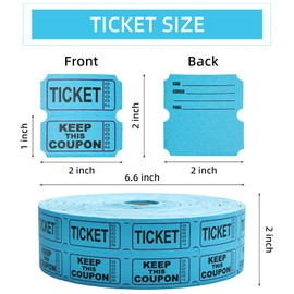 Raffle Tickets Roll - 2000 Tickets Double Roll for Fundraisers, Carnivals, Events - Durable Stub Design, Easy Tear & Organize(White)