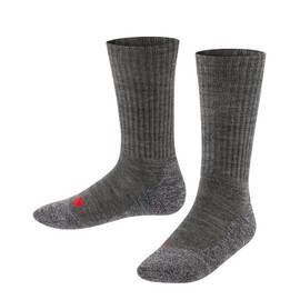 FALKE Socks Active Warm Wool Children's Socks Black Grey Many Other Colours Reinforced Children's Socks Without Pattern Breathable Thick Sweat Resistant for Active Children 1 Pair, Grey (asphalt melange 3180), 31-34