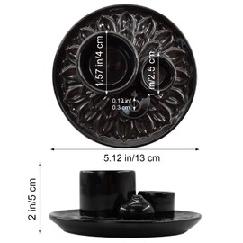 MrMrKura 4 in 1 Ceramic Incense Holder for Sticks, Incense Burner Ash Catcher Palo Santo Sage Holder for Home Decor Meditation Yoga (Black)