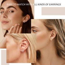 Sanfenly 3 Pairs Sterling Silver Stud Hoop Earrings for Women Teens Dainty 14k Gold Earrings 925 Sterling Silver Cartilage Earrings Stud Earring Huggie Earrings Set for Multiple Piercing