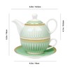 fanquare Tea for One with Gold Trim, Green Teapot Set