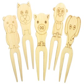BLUE TOP 100pcs Cute Animals Food picks for Party Bamboo Mini Forks 3.5inch Food picks Bamboo Enviromental material Reuseable Mini Appetizers Picks for Food,Appetizer,Pastry Children's Party