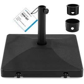 COSTWAY Parasol Stand with Wheels, Umbrella Stand Can be Filled with 26 L Water or 37 kg Sand, Market Umbrella Stand for Umbrella Poles of 39/49 mm, Parasol Stand