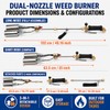 Brightpik Dual-Nozzle Propane Weed Torch, Weed Burner with 11.5 FT