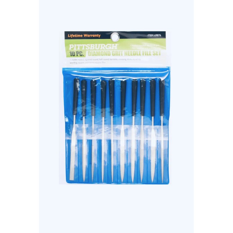 PITTSBURGH 69876 |10 Piece Diamond Grid Nickel Bonded Needle File