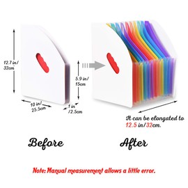 SAYEEC 13 Pockets Vertical Expanding File Folder Plastic Accordion File Organizer Desk Stand Magazine Holder Letter Size A4 Documents Storage Space Saver for Office Home Class
