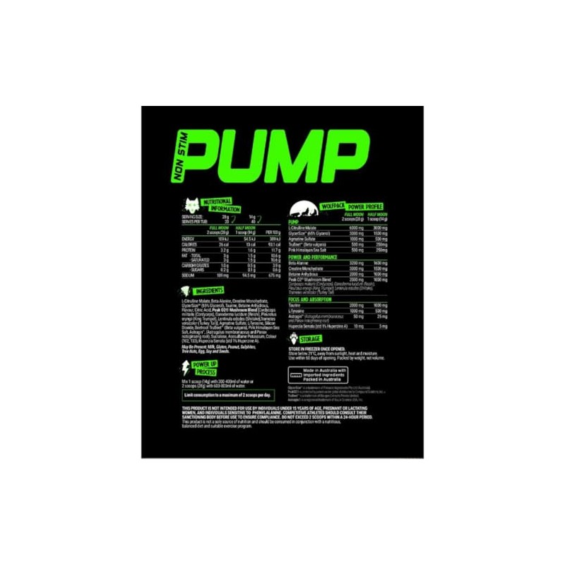 Black Wolf Pump Non Stim Pre-Workout 40 Serves Skattered Rainbow