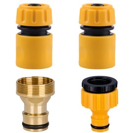Garden Hoses Connector Kit, Including Hoses End Quick Couplings, 2-in-1 Outdoor Faucet Adapters Kitchen Sink and Bathroom Faucet Adapters Suitable for Hoses Fittings in Gardens and Courtyards(Yellow)