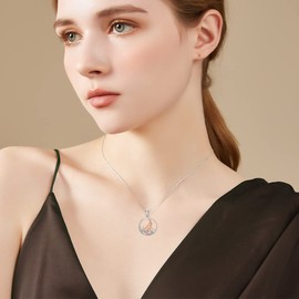 Collar de cabra de plata de ley 925 con colgante de montaña de cabra para mujeres y niñas, Plata esterlina, Sin gemas.