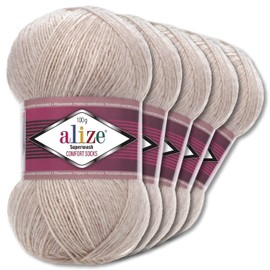 Wohnkult Alize Superwash Comfort Sock Wool 33 Colours to Choose From One / Multicoloured (152 | Light Beige Melange) 5 x 100