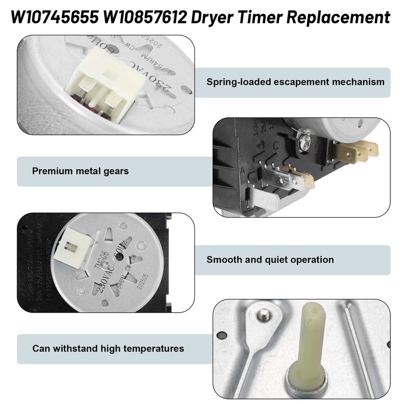 W10745655 W10857612 Dryer Timer Replacement Compatible with Whirl-Pool AMA-na May-tag