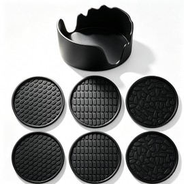 Nightstand Coaster, 6 Pack 3.94 Inch Drink Coasters with Storage Holder
