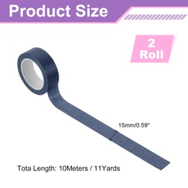 sourcing map 2 Rolls Colored Masking Tape, 11 Yards x 0.6" Colored Washi Tape Painters Tape, Decorative Masking Tape for Arts & Crafts Labeling DIY Scrapbooking Gift Wrapping, Dark Blue