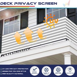 Windscreen4less 3'x29' Deck Balcony Privacy Screen Fence Apartment Balcony Mesh Screen with Zip Ties Chain Link Fence Cover UV Protection for Outdoor Patio Backyard Pool Porch Railing, Grey & White