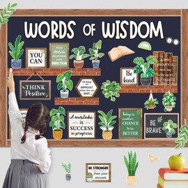 Mooliwe 57 Pcs Plant Bulletin Board Set Inspirational Flower Bulletin Board Decoration Positive Cutout Classroom Decoration for School Office Home Teacher Classroom Wall Supplies