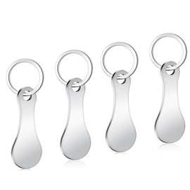 MOYWYCNO 4 Pcs Trolley Token,Stainless Steel Trolley Coin Removable Trolley Key for Releasing Supermarket Trolleys Shopping Trolley Token