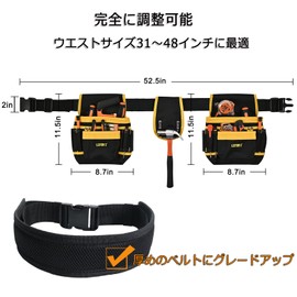 IVODEELA Waist Bag, Tool Holder, Tool Bag, Electrician, Tool Bag, Small Item, Belt, DIY Tool Holder, 26 Pockets, Work Bag, Nail Bag, Waist Tool Set