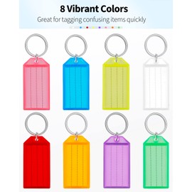 Uniclife 40 Pack Tough Plastic Key Tags with Split Ring Label Window, Assorted Colors