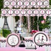 Paris Party Decorations Eiffel Tower Pink Tableware Set Paris Plates