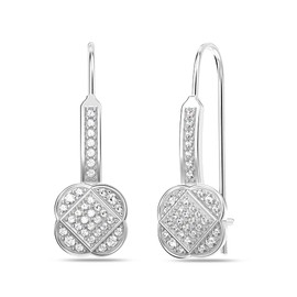LeCalla 925 Sterling Silver Flower Multi White Vintage Cubic Zirconia Drop Dangle Earrings for Women 27mm