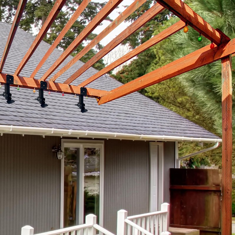 PUXILEM 3pcs Adjustable Angle Pergola Brackets Heavy Duty Roof Riser