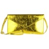 Girly Handbags Italian Suede Leather Envelope Clutch Metallic Bright Gold